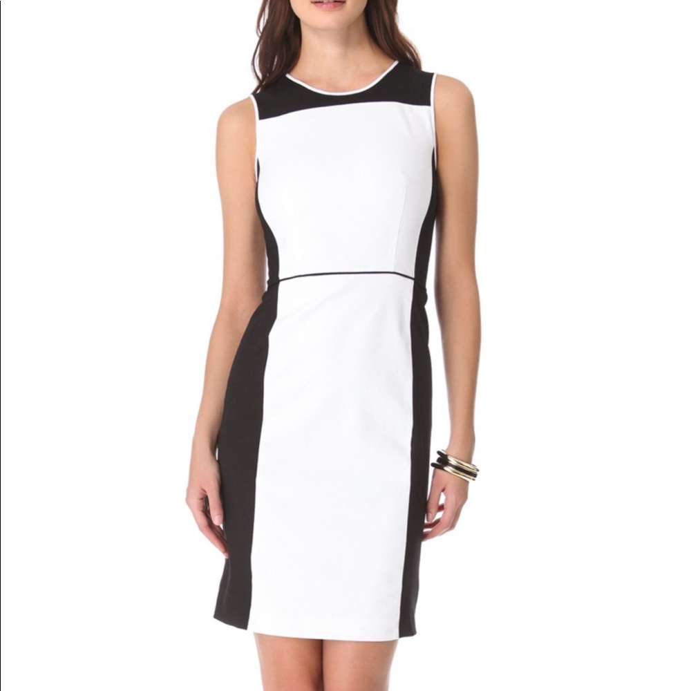 Theory Black and white color block dress